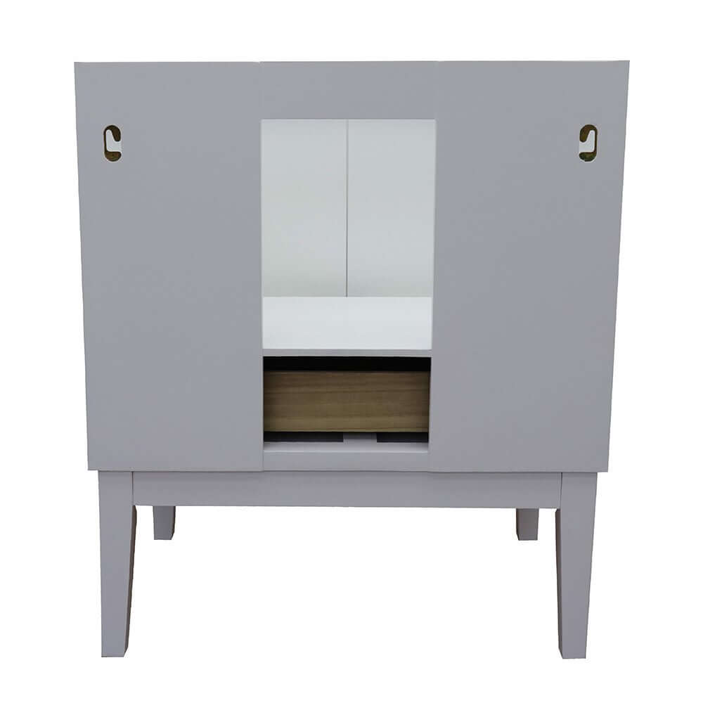 31" Single vanity in White finish with White Carrara top and round sink - 400400-WH-WMRD