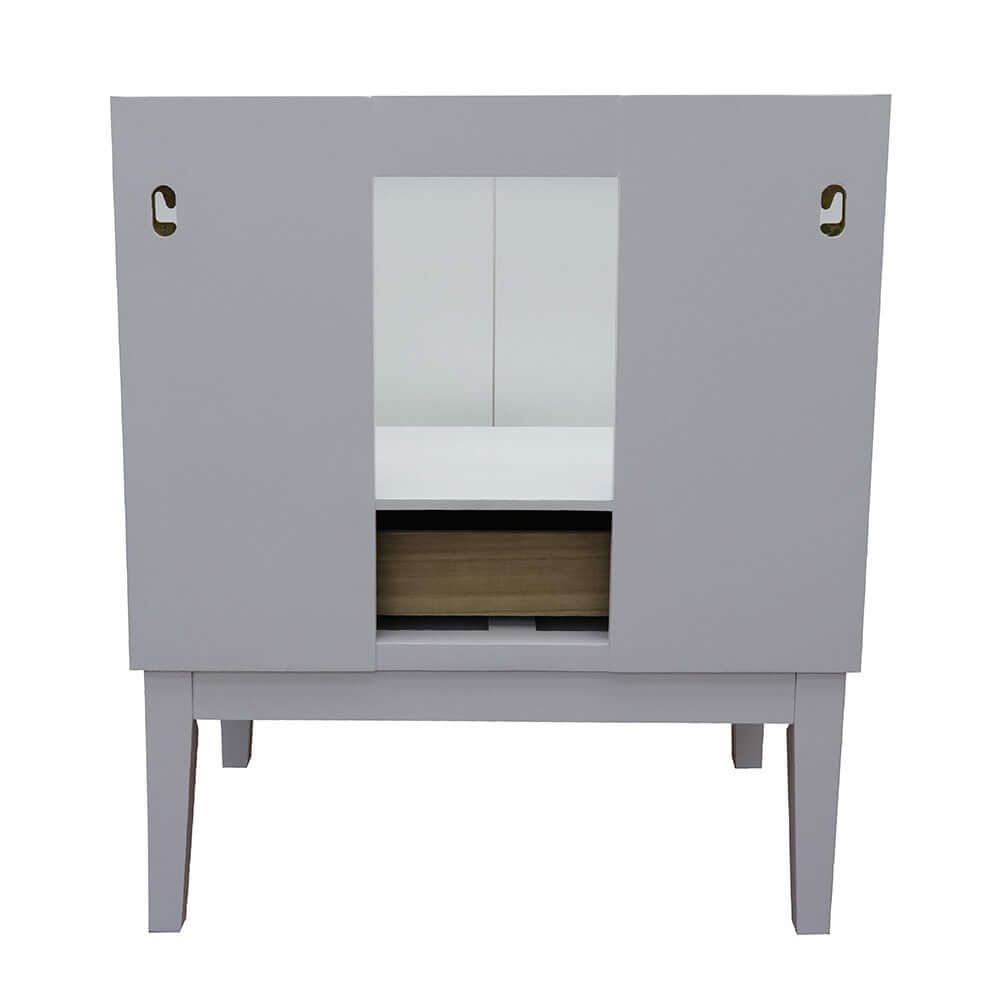 31" Single vanity in White finish with White Carrara top and rectangle sink - 400400-WH-WMR