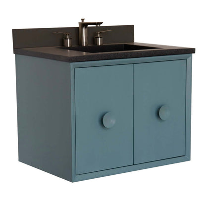 31" Single Vanity in Aqua Blue Finish with Black Concrete Top and Rectangle Sink - 400400C-AB-CTBL