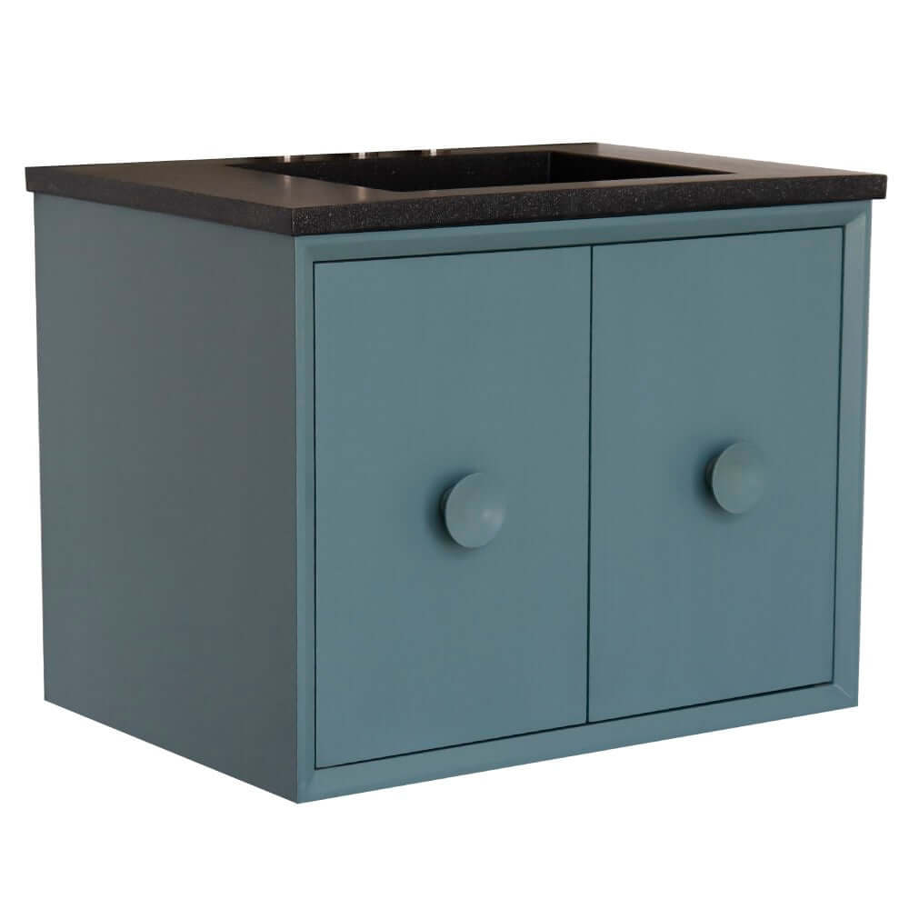 31" Single Vanity in Aqua Blue Finish with Black Concrete Top and Rectangle Sink - 400400C-AB-CTBL