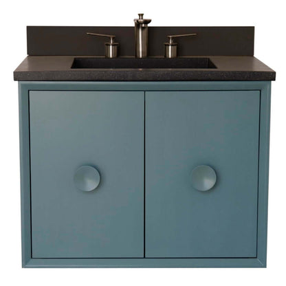 31" Single Vanity in Aqua Blue Finish with Black Concrete Top and Rectangle Sink - 400400C-AB-CTBL