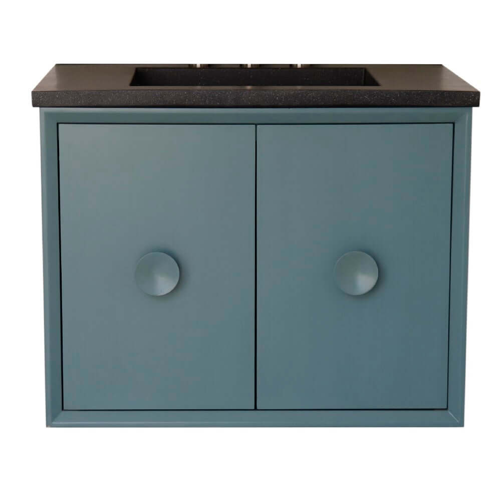 31" Single Vanity in Aqua Blue Finish with Black Concrete Top and Rectangle Sink - 400400C-AB-CTBL