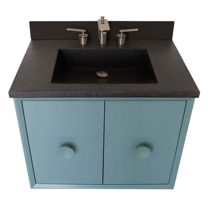 31" Single Vanity in Aqua Blue Finish with Black Concrete Top and Rectangle Sink - 400400C-AB-CTBL