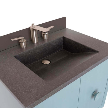 31" Single Vanity in Aqua Blue Finish with Black Concrete Top and Rectangle Sink - 400400C-AB-CTBL