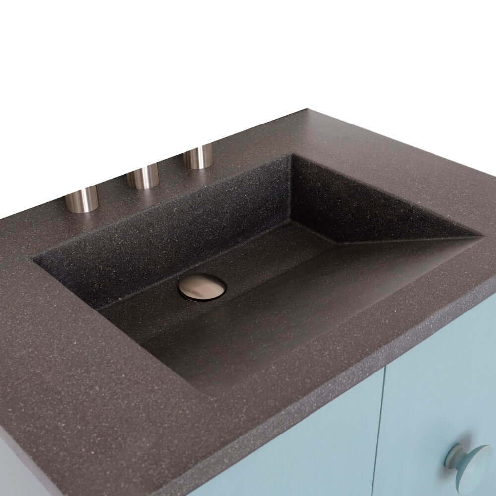 31" Single Vanity in Aqua Blue Finish with Black Concrete Top and Rectangle Sink - 400400C-AB-CTBL