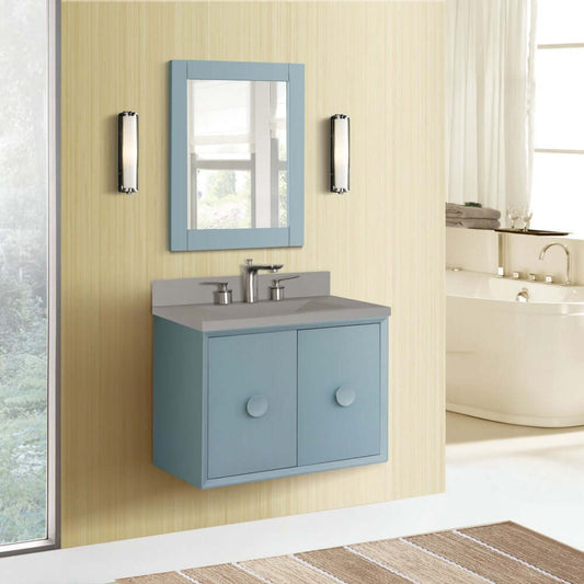 31" Single Vanity in Aqua Blue Finish with Gray Concrete Top and Rectangle Sink - 400400C-AB-CTDG