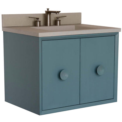 31" Single Vanity in Aqua Blue Finish with White Concrete Top and Rectangle Sink - 400400C-AB-CTWH