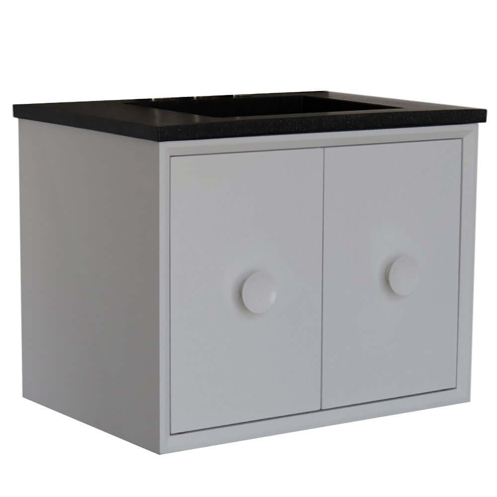 31" Single Vanity in White Finish with Black Concrete Top and Rectangle Sink - 400400C-WH-CTBL