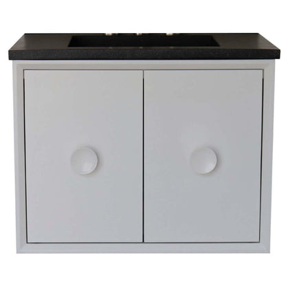 31" Single Vanity in White Finish with Black Concrete Top and Rectangle Sink - 400400C-WH-CTBL