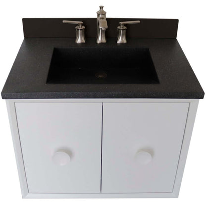 31" Single Vanity in White Finish with Black Concrete Top and Rectangle Sink - 400400C-WH-CTBL