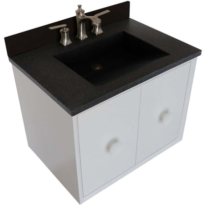 31" Single Vanity in White Finish with Black Concrete Top and Rectangle Sink - 400400C-WH-CTBL