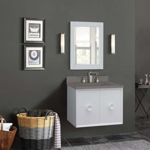 31" Single Vanity in White Finish with Gray Concrete Top and Rectangle Sink - 400400C-WH-CTDG