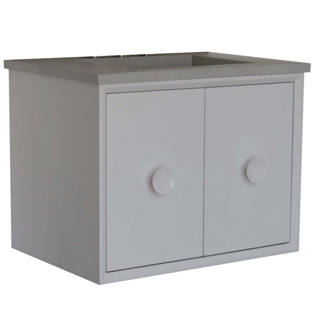 31" Single Vanity in White Finish with Gray Concrete Top and Rectangle Sink - 400400C-WH-CTDG