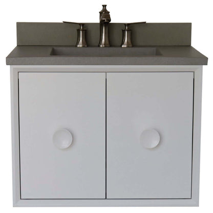 31" Single Vanity in White Finish with Gray Concrete Top and Rectangle Sink - 400400C-WH-CTDG