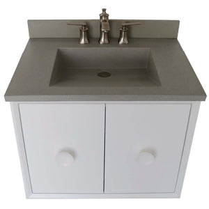 31" Single Vanity in White Finish with Gray Concrete Top and Rectangle Sink - 400400C-WH-CTDG