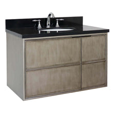 Load image into Gallery viewer, 37&quot; Single wall mount vanity in Linen Brown finish with Black Galaxy top and oval sink - 400500-CAB-LN-BGO