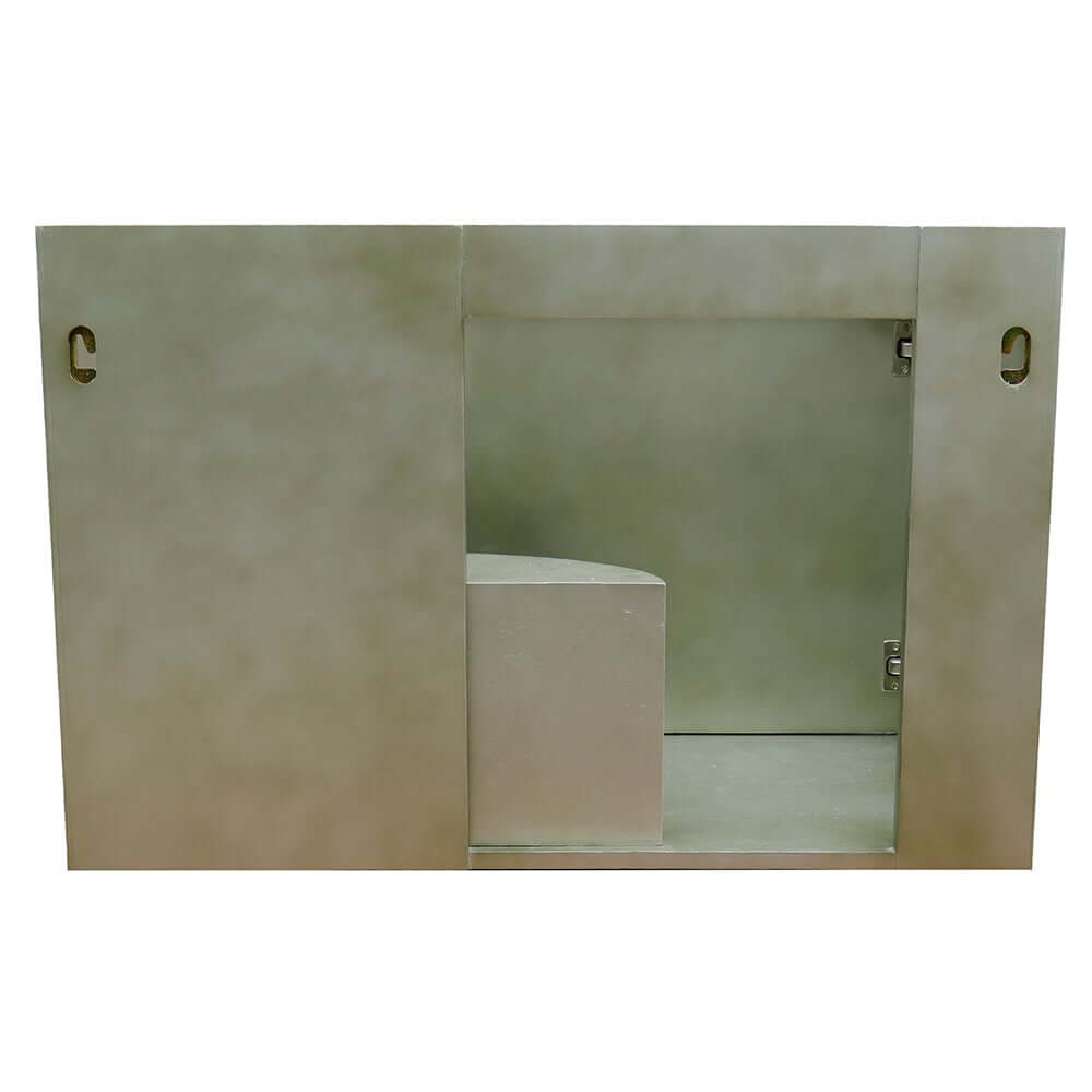 37" Single wall mount vanity in Linen Brown finish with White Quartz top and round sink - 400500-CAB-LN-WERD