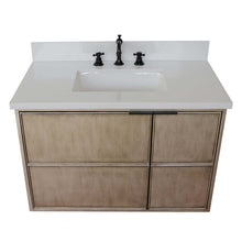 Load image into Gallery viewer, 37&quot; Single wall mount vanity in Linen Brown finish with White Quartz top and rectangle sink - 400500-CAB-LN-WER