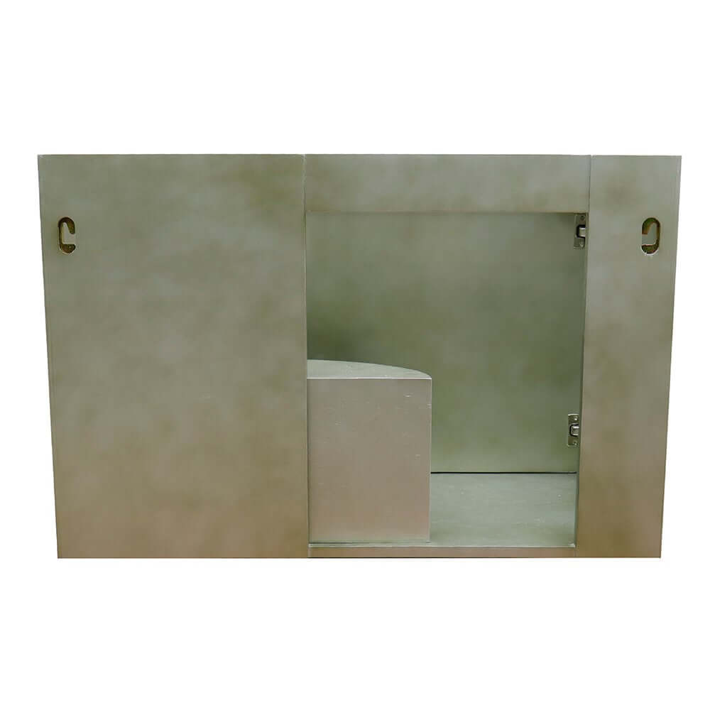 37" Single wall mount vanity in Linen Brown finish with White Carrara top and rectangle sink - 400500-CAB-LN-WMR