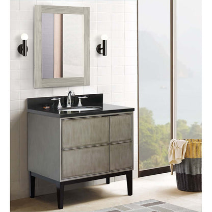 37" Single vanity in Linen Brown finish with Black Galaxy top and oval sink - 400500-LN-BGO