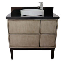 Load image into Gallery viewer, 37&quot; Single vanity in Linen Brown finish with Black Galaxy top and round sink - 400500-LN-BGRD
