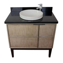 Load image into Gallery viewer, 37&quot; Single vanity in Linen Brown finish with Black Galaxy top and round sink - 400500-LN-BGRD