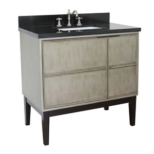 37" Single vanity in Linen Brown finish with Black Galaxy top and rectangle sink - 400500-LN-BGR