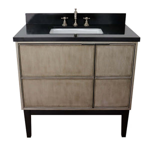 37" Single vanity in Linen Brown finish with Black Galaxy top and rectangle sink - 400500-LN-BGR