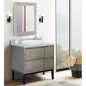 37" Single vanity in Linen Brown finish with Gray granite top and round sink - 400500-LN-GYRD