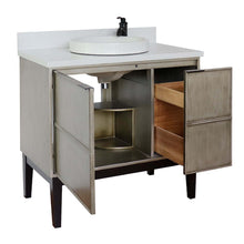 Load image into Gallery viewer, 37&quot; Single vanity in Linen Brown finish with White Quartz top and round sink - 400500-LN-WERD