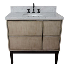Load image into Gallery viewer, 37&quot; Single vanity in Linen Brown finish with White Carrara top and oval sink - 400500-LN-WMO