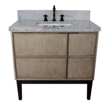 Load image into Gallery viewer, 37&quot; Single vanity in Linen Brown finish with White Carrara top and rectangle sink - 400500-LN-WMR