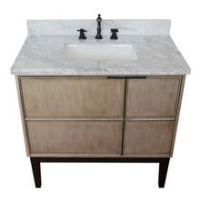 Load image into Gallery viewer, 37&quot; Single vanity in Linen Brown finish with White Carrara top and rectangle sink - 400500-LN-WMR