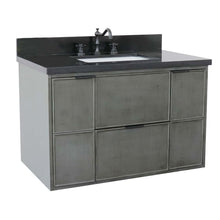 Load image into Gallery viewer, 37&quot; Single wall mount vanity in Linen Gray finish with Black Galaxy top and rectangle sink - 400501-CAB-LY-BGR