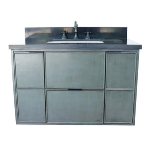 37" Single wall mount vanity in Linen Gray finish with Black Galaxy top and rectangle sink - 400501-CAB-LY-BGR