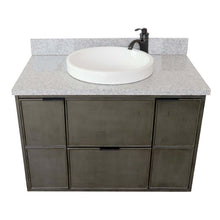 Load image into Gallery viewer, 37&quot; Single wall mount vanity in Linen Gray finish with Gray granite top and round sink - 400501-CAB-LY-GYRD