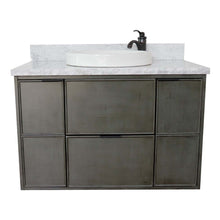 Load image into Gallery viewer, 37&quot; Single wall mount vanity in Linen Gray finish with White Carrara top and round sink - 400501-CAB-LY-WMRD