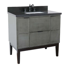 Load image into Gallery viewer, 37&quot; Single vanity in Linen Gray finish with Black Galaxy top and rectangle sink - 400501-LY-BGR