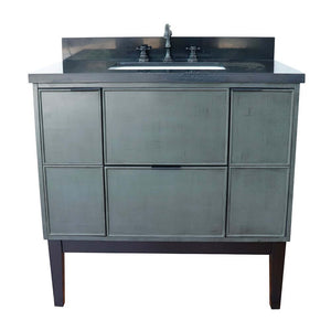 37" Single vanity in Linen Gray finish with Black Galaxy top and rectangle sink - 400501-LY-BGR