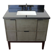 Load image into Gallery viewer, 37&quot; Single vanity in Linen Gray finish with Black Galaxy top and rectangle sink - 400501-LY-BGR