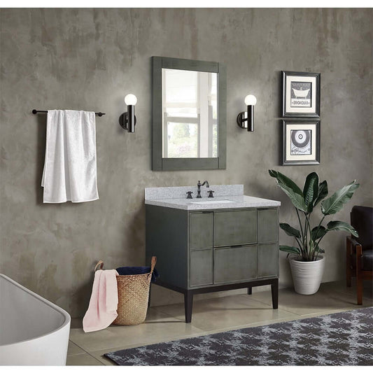 37" Single vanity in Linen Gray finish with Gray granite top and rectangle sink - 400501-LY-GYR