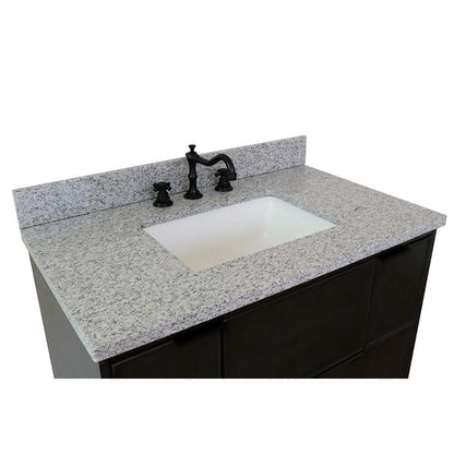 37" Single vanity in Linen Gray finish with Gray granite top and rectangle sink - 400501-LY-GYR