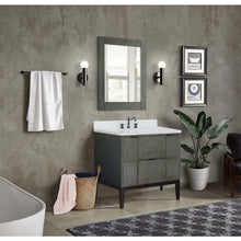 Load image into Gallery viewer, 37&quot; Single vanity in Linen Gray finish with White Quartz top and rectangle sink - 400501-LY-WER