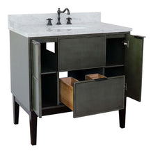 Load image into Gallery viewer, 37&quot; Single vanity in Linen Gray finish with White Carrara top and oval sink - 400501-LY-WMO