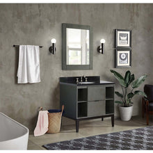 Load image into Gallery viewer, 37&quot; Single vanity in Linen Gray finish with Black Galaxy top and oval sink - 400502-LY-BGO