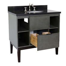Load image into Gallery viewer, 37&quot; Single vanity in Linen Gray finish with Black Galaxy top and oval sink - 400502-LY-BGO
