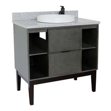Load image into Gallery viewer, 37&quot; Single vanity in Linen Gray finish with Gray granite top and round sink - 400502-LY-GYRD