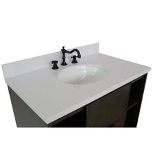 Load image into Gallery viewer, 37&quot; Single vanity in Linen Gray finish with White Quartz top and oval sink - 400502-LY-WEO