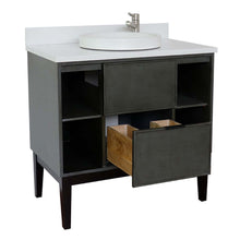 Load image into Gallery viewer, 37&quot; Single vanity in Linen Gray finish with White Quartz top and round sink - 400502-LY-WERD