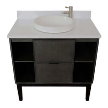 Load image into Gallery viewer, 37&quot; Single vanity in Linen Gray finish with White Quartz top and round sink - 400502-LY-WERD